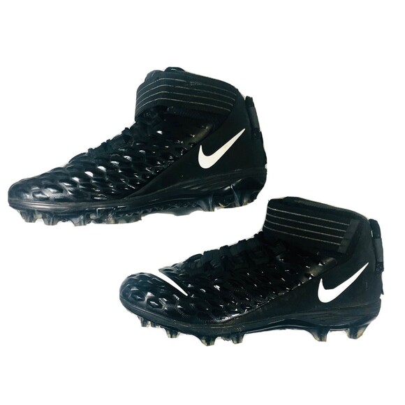 Nike Force Football Cleats Black Hi Tops Size 10.5 #AH0000-002 EUC - Picture 1 of 12